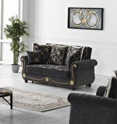 Gray chenille middle eastern style traditional sofa additional photo 3 of 11