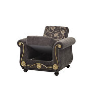 Gray chenille middle eastern style traditional chair by Casamode additional picture 4