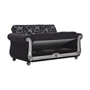 Black chenille middle eastern style traditional loveseat by Casamode additional picture 2