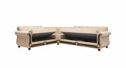 Middle eastern style reversible sectional sofa in beige chenille by Casamode additional picture 4