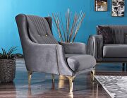 Gray microfiber sofa w/ gold legs by Casamode additional picture 2
