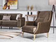 Brown microfiber sofa w/ gold legs by Casamode additional picture 3