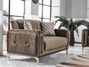 Brown microfiber sofa w/ gold legs by Casamode additional picture 4