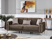 Brown microfiber sofa w/ gold legs by Casamode additional picture 5