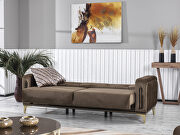 Brown microfiber sofa w/ gold legs by Casamode additional picture 6