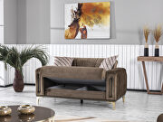 Brown microfiber loveseat w/ gold legs by Casamode additional picture 2