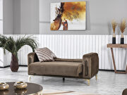 Brown microfiber loveseat w/ gold legs by Casamode additional picture 3