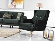 Green microfiber sofa w/ gold legs by Casamode additional picture 3