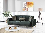 Green microfiber sofa w/ gold legs by Casamode additional picture 5