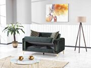 Green microfiber loveseat w/ gold legs by Casamode additional picture 2