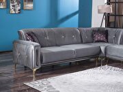 Gray reversible sectional w/ golden trim and legs by Casamode additional picture 3