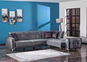 Gray reversible sectional w/ golden trim and legs by Casamode additional picture 5