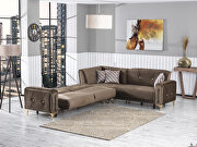 Brown reversible sectional w/ golden trim and legs by Casamode additional picture 3