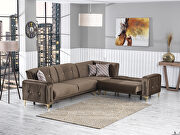 Brown reversible sectional w/ golden trim and legs by Casamode additional picture 4