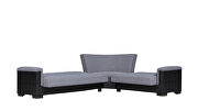 Reversible sleeper / storage sectional sofa in light gray / black by Casamode additional picture 4
