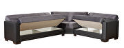 Reversible sleeper / storage sectional sofa in gray mf, black pu by Casamode additional picture 3