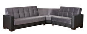Reversible sleeper / storage sectional sofa in gray mf, black pu by Casamode additional picture 4