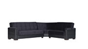 Reversible sleeper / storage sectional sofa in black pu/black fabric by Casamode additional picture 2