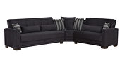 Reversible sleeper / storage sectional sofa in black microfiber by Casamode additional picture 2