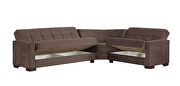 Reversible sleeper / storage sectional sofa in brown microfiber by Casamode additional picture 4