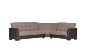 Reversible sleeper / storage sectional sofa in brown fabric / pu additional photo 2 of 3