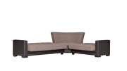 Reversible sleeper / storage sectional sofa in brown fabric / pu additional photo 4 of 3