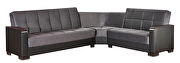 100% reversible sectional w/ wood arms in gray mf / black pu by Casamode additional picture 3