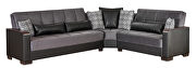 100% reversible sectional w/ wood arms in gray mf / black pu by Casamode additional picture 4