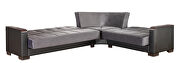 100% reversible sectional w/ wood arms in gray mf / black pu by Casamode additional picture 5