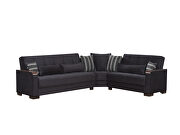 100% reversible sectional w/ wood arms in black microfiber by Casamode additional picture 2