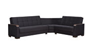 100% reversible sectional w/ wood arms in black microfiber by Casamode additional picture 3