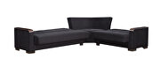 100% reversible sectional w/ wood arms in black microfiber by Casamode additional picture 5
