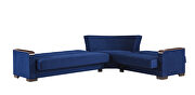 100% reversible sectional w/ wood arms in blue microfiber by Casamode additional picture 2