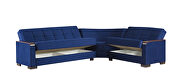 100% reversible sectional w/ wood arms in blue microfiber by Casamode additional picture 3