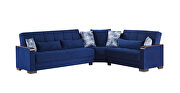 100% reversible sectional w/ wood arms in blue microfiber by Casamode additional picture 5
