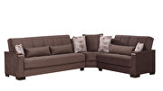 100% reversible sectional w/ wood arms in brown microfiber by Casamode additional picture 2