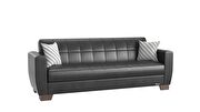 Casual style black leatherette sofa / sofa bed w/ storage additional photo 2 of 9