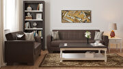 Casual style brown leatherette sofa / sofa bed w/ storage additional photo 2 of 6