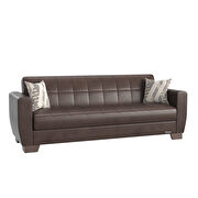 Casual style brown leatherette sofa / sofa bed w/ storage additional photo 5 of 6