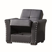 Black pu leather sofa w/ storage by Casamode additional picture 3