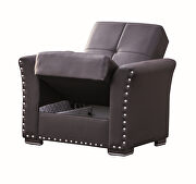 Brown pu leather chair with storage additional photo 3 of 2