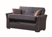 Brown pu leather loveseat w/ storage additional photo 3 of 2