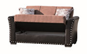 Brown pu leather / brown fabric sofa w/ storage additional photo 4 of 10