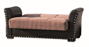Brown pu leather / brown fabric sofa w/ storage additional photo 5 of 10