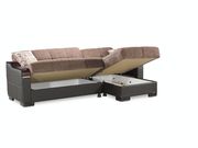Brown chenille fabric reversible sectional sofa by Casamode additional picture 3