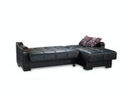 Black leatherette reversible sectional sofa by Casamode additional picture 2