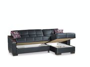 Black leatherette reversible sectional sofa additional photo 3 of 7