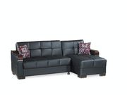 Black leatherette reversible sectional sofa by Casamode additional picture 4