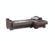 Brown leatherette reversible sectional sofa additional photo 2 of 7