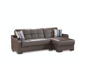 Brown leatherette reversible sectional sofa by Casamode additional picture 4